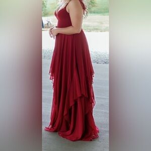 Azazie Burgundy Size 8 Gown